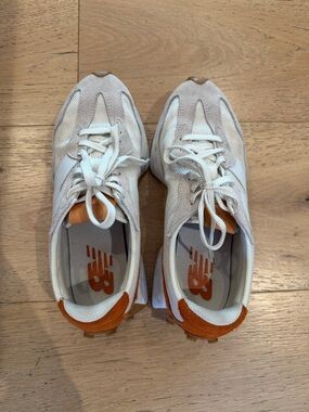 New Balance White & Orange Low-Profile Retro Runners